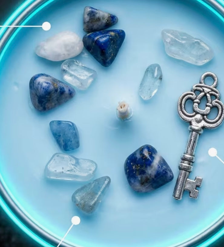 VELA RITUALIZADA CHAKRA DE LA GARGANTA 🩵